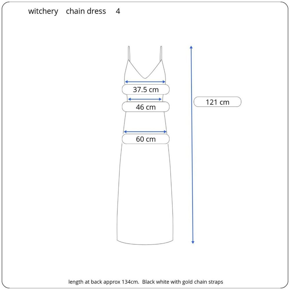 WITCHERY gold snake chain strap midi dress women's size 4 - 6 black white splits - Picture 2 of 12
